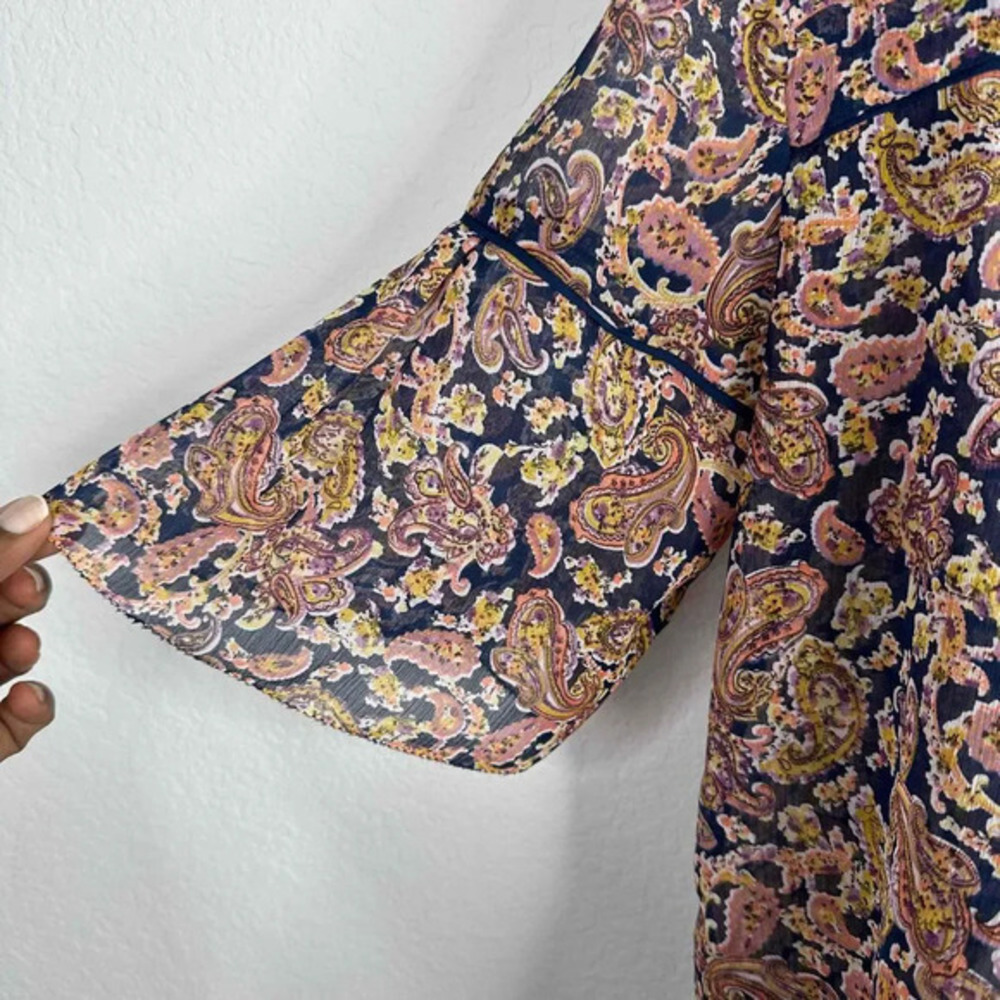 Sfera Shirt Women's S Paisley Sheer Boho Cottagecore Fairy Bell Sleeve Blouse - Picture 4 of 6